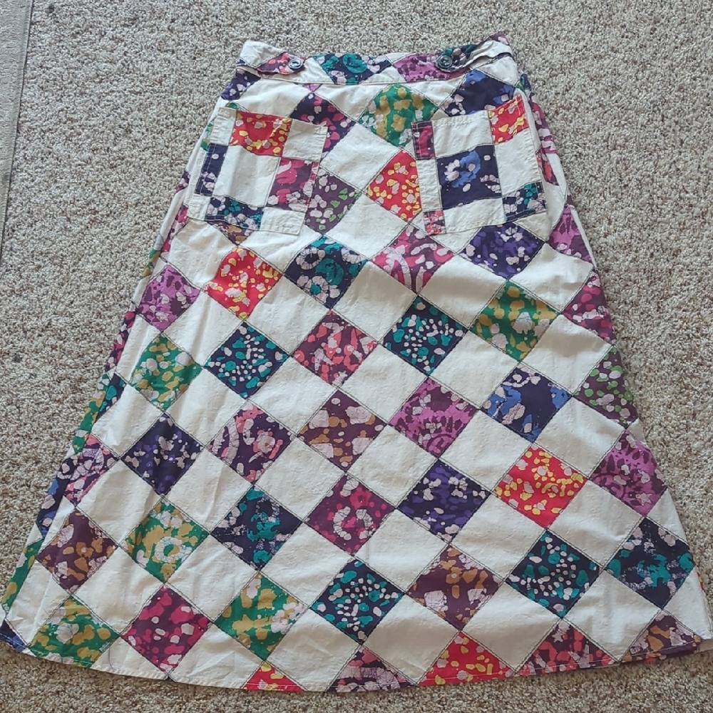 Anthropologie Multicolor Patchwork A-Line Skirt By Tiny Small